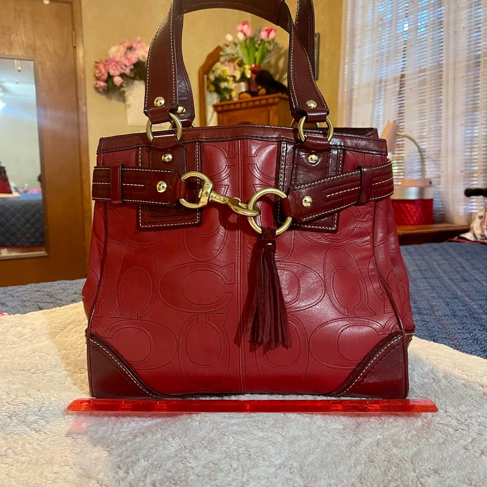 Coach Hampton Tote Bag in Deep Red - Picture 2 of 15